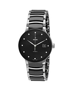 Men's Centrix Stainless Steel (Titanium) with Black Ceramic Cent Black Dial Watch