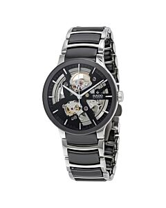 Men's Centrix Stainless Steel with Black Ceramic Inserts Black  (Open Heart) Dial