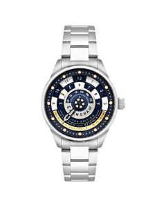 Men's Chess Set Stainless Steel Blue Dial Watch
