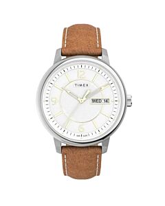 Men's Chicago Leather White Dial Watch