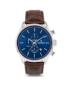 Men's Chrono S Chronograph Genuine Leather Blue Dial Watch