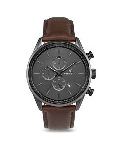 Men's Chrono S Chronograph Genuine Leather Grey Dial Watch