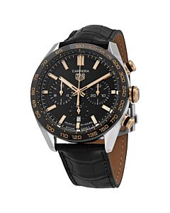 Men's Carrera Chronograph (Alligator) Leather Black Dial Watch