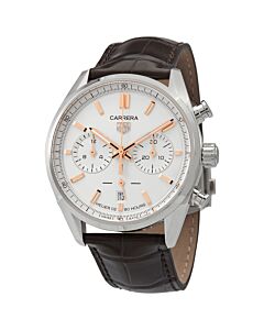 Men's Chronograph (Alligator) Leather White Dial Watch