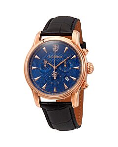 Men's Chronograph Calfskin Leather Blue Dial Watch