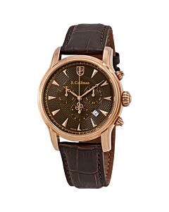 Men's Chronograph Calfskin Leather Brown Dial Watch