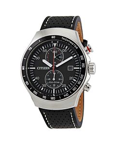 Men's Chronograph Leather Black Dial Watch