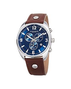 Men's Chronograph Brown Leather Blue Dial