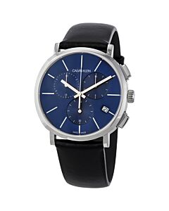 Men's Chronograph Leather Blue Dial Watch