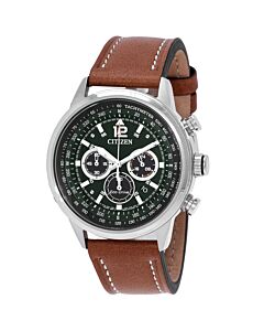 Men's Chronograph Leather Green Dial Watch