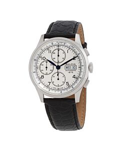 Men's Chronograph Leather Silver Dial Watch