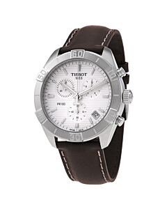 Men's PR 100 Chronograph (Cow) Leather Silver Dial Watch