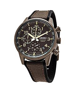 Men's Chronograph Rubber with a Textile Weave Inlay Brown Dial Watch
