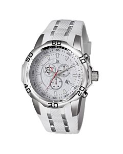 Men's Chronograph Silicone and Silver-tone Accents White Dial Watch
