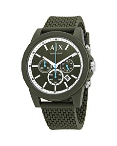 Men's Chronograph Silicone Green Dial Watch