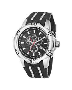 Men's Chronograph Silicone with Silver-tone Base Metal Black Dial Watch