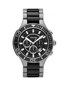 Men's Chronograph Stainless Steel and Ceramic Black Dial Watch