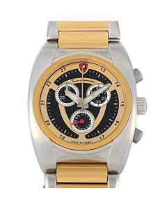 Men's Chronograph Stainless Steel Black and Gold Dial Watch