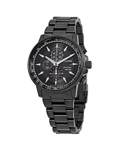Mens-Chronograph-Stainless-Steel-Black-Dial-Watch