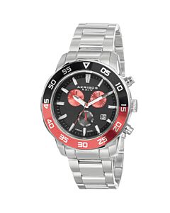 Men's Chronograph Stainless Steel Black Dial Red Accents SS