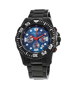 Men's Conqueror Chrono Black IP Stainless Steel Blue Dial Black IP SS