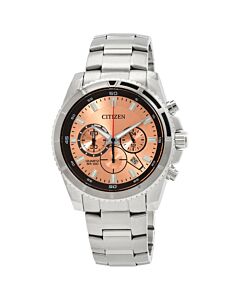 Men's Chronograph Stainless Steel Peach Dial Watch