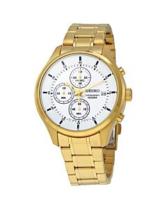 Men's Chronograph Gold-tone Stainless Steel Silver/White Dial