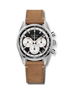 Men's Chronomaster El Primero Chronograph (Calfskin) Leather Black Dial Watch