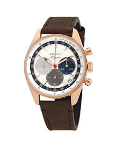 Men's Chronomaster El Primero Chronograph Leather White Dial Watch
