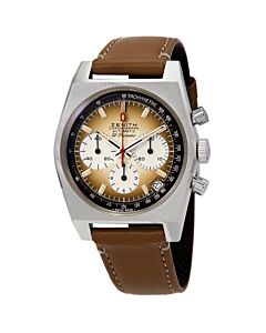 Men's Chronomaster Revival A385 Chronograph (Calfskin) Leather Smoked Brown Gradient Dial Watch