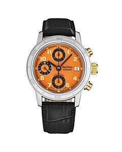 Men's Chronosport Chronograph Leather Orange Dial Watch