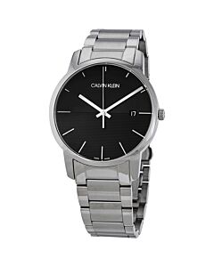 Men's City Stainless Steel Black Dial Watch