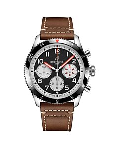 Men's Classic AVI Chronograph Calfskin Leather Black Dial Watch