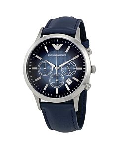 Men's Classic Chronograph Navy Leather Blue Dial