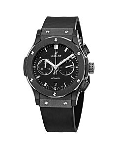Men's Classic Fusion Chronograph Lined Rubber Black Dial Watch