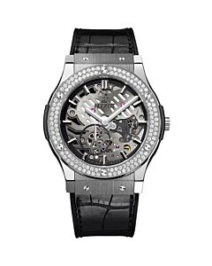 Men's Classic Fusion Classico Ultra Thin Alligator Outer / Rubber Inner Skeleton Dial Watch