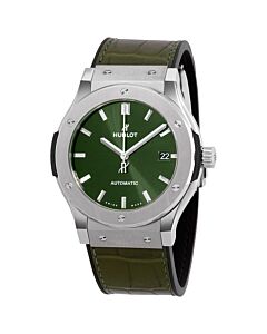 Men's Classic Fusion Leather (inner black rubber) Green Sunray Dial