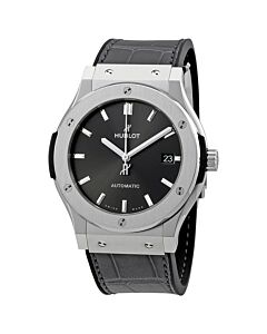 Men's Classic Fusion Leather (Rubber Inner) Grey Sunray Dial