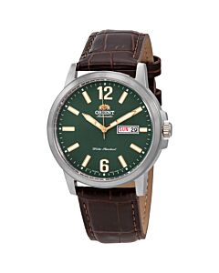 Men's Classic Leather Green Dial Watch