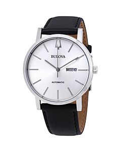Mens-Classic-Leather-Silver-tone-Dial