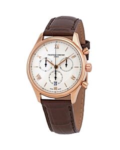 Men's Classics Chronograph Leather Silver-tone Dial Watch