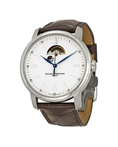 Men's Classima Leather Silver Guilloche with Skeleton Display Dial Watch