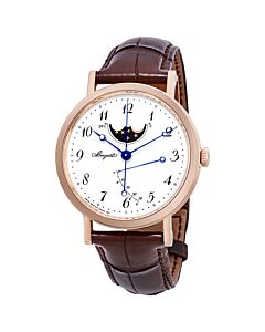 Men's Classique Moonphase Power Reserve (Alligator) Leather White Dial