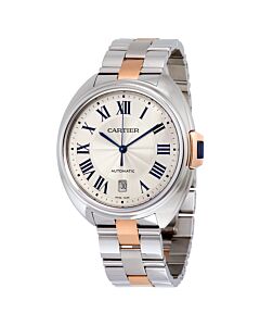 Men's Cle Stainless Steel and 18kt Rose Gold Silver Dial