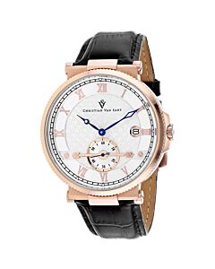 Men's Clepsydra Leather Silver-tone Dial Watch