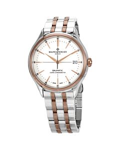 Men's Clifton Stainless Steel with 18kt Pink Gold Links White Dial Watch