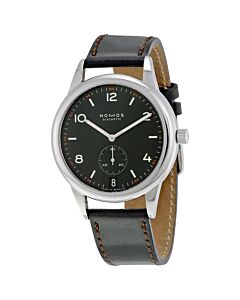 Men's Club Automat Datum Dunkel Leather Galvanized, Ruthenium-Plated Dial Watch