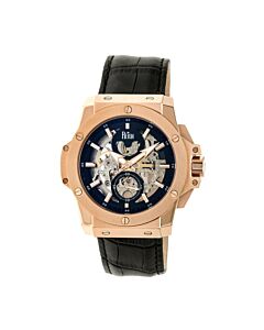 Men's Commodus Leather Black (Skeleton) Dial Watch
