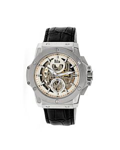 Men's Commodus Leather Silver-tone Dial