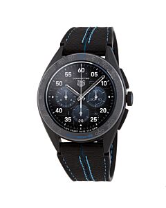 Men's Connected Rubber and Leather Black Dial Watch